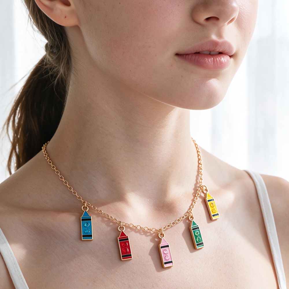 Cute Pencil-Themed Necklace & Bracelet BFF Set, Gift